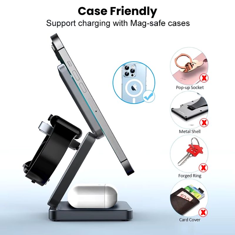 Foldable wireless charging station