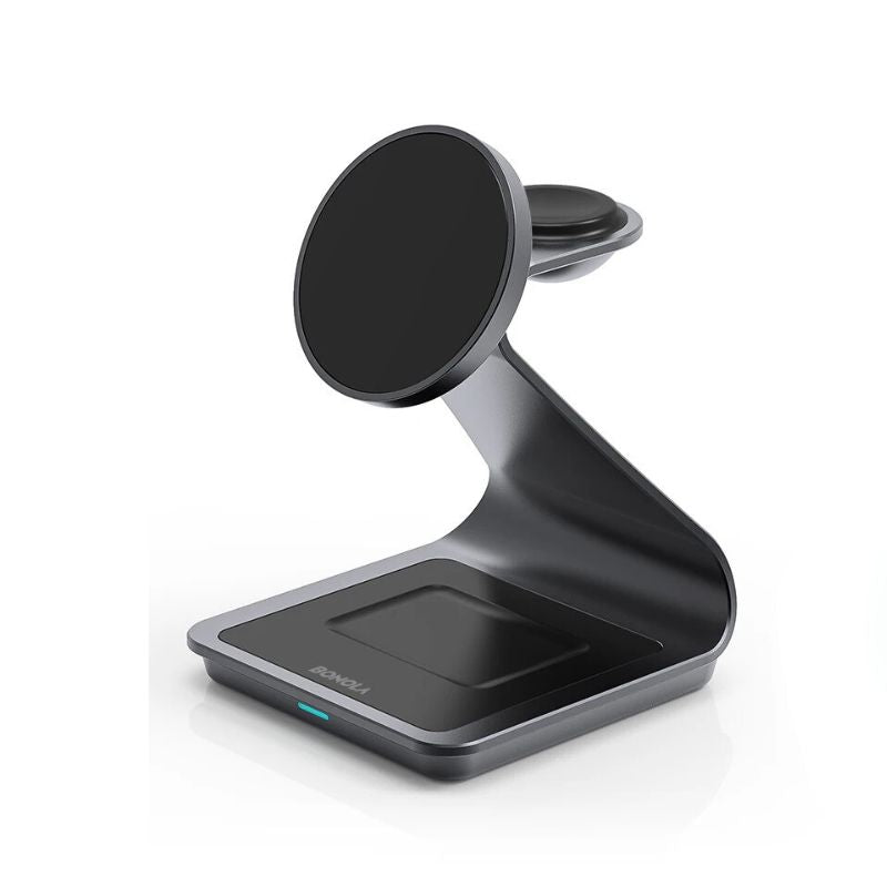 Magnetic 3-in-1 wireless charging station for iPhone and Apple Watch